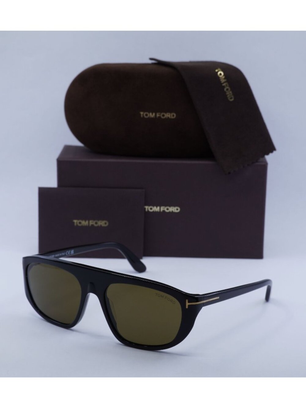 Tom Ford Edward-02 FT1002 01J Aviator Sunglasses - Black / Roviex